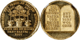 GERMANY. Medallic Issues. Hamburg. Gold Medal of Ducat Weight, ND (ca. early-mid 18th Century). NGC MS-63.
cf. Gaedechens-II, p. 131, 135; cf. GPH-11...