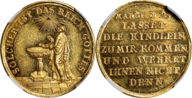 GERMANY. Medallic Issues. Nuremberg. Gold Medal of 2 Ducats Weight, ND (ca. mid 18th Century). NGC AU-58.
Erlanger-Unlisted; GPH-1066. By J. L. Oexle...
