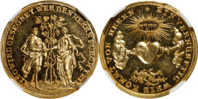 GERMANY. Medallic Issues. Augsburg. Gold Medal of Ducat Weight, ND (ca. mid 18th Century). NGC MS-63 Prooflike.
Forster-Unlisted; cf. GPH-1030 (silve...