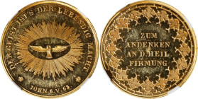 GERMANY. Medallic Issues. Augsburg. Gold Medal of Ducat Weight, ND (ca. mid 19th Century). NGC MS-61.
Erlanger-Unlisted; cf. GPH-1071. Diameter: 22mm...