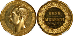 GERMANY. Medallic Issues. Hohenzollern-Sigmaringen. Karl Anton/Culture Gold Medal of Merit, ND (1857). NGC MS-62.
Sommer-K136 note. By W. Kullrich. D...