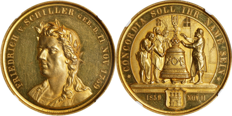 GERMANY. Medallic Issues. Hamburg. Friedrich von Schiller Gold Medal of 10 Ducat...