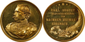 GERMANY. Medallic Issues. Saxe-Weimar-Eisenach. Death of Karl August Gold Medal, 1894. Stuttgart (W. Mayer) Mint. NGC MS-62 Prooflike.
Diameter: 42mm...
