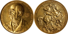 GERMANY. Medallic Issues. Hamburg. 80th Birthday of Otto von Bismarck Gold Medallic 100 Mark, 1895. NGC MS-63.
Gaedechens-2474; Bennert-165. By F. Sc...