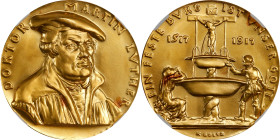 GERMANY. Medallic Issues. Empire. Martin Luther Gold Medal, 1917. Munich Mint. NGC MS-66.
Kienast-191; cf. Brozatus-1493 (silver); cf. Whiting-841 (s...