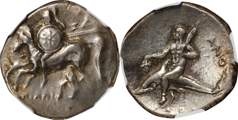 ITALY. Calabria. Tarentum. AR Didrachm (Nomos) (6.52 gms), ca. 280-272 B.C. NGC ...