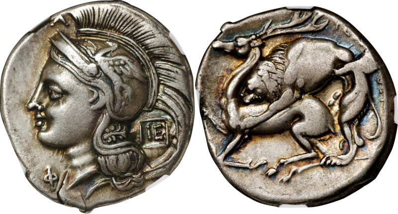 ITALY. Lucania. Velia. AR Didrachm (Nomos) (7.36 gms), ca. 280 B.C. NGC Ch VF, S...