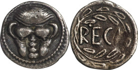 ITALY. Bruttium. Rhegion. AR Litra, ca. 445-435 B.C. NGC VF. Edge Scuff, Scratches.
HGC-1, 1651; HN Italy-2485. Obverse: Facing lion head; Reverse: R...