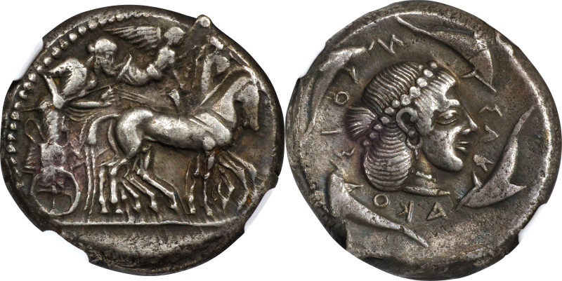 SICILY. Syracuse. Deinomenid Tyranny, 485-466 B.C. AR Tetradrachm (16.92 gms), s...