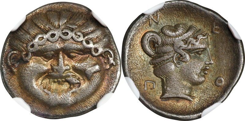 MACEDON. Neapolis. AR Hemidrachm, ca. 375-350 B.C. NGC Ch VF.
HGC-3.1, 588. Obv...