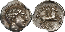 MACEDON. Kingdom of Macedon. Philip II, 359-336 B.C. AR 1/5 Tetradrachm, Amphipolis Mint, ca. 323/2-316/5 B.C. NGC EF.
SNG ANS-700. Early posthumous ...