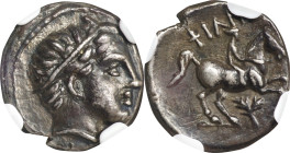 MACEDON. Kingdom of Macedon. Philip II, 359-336 B.C. AR 1/5 Tetradrachm, Amphipolis Mint, ca. 323/2-316/5 B.C. NGC Ch VF. Scratches.
SNG ANS-700. Ear...