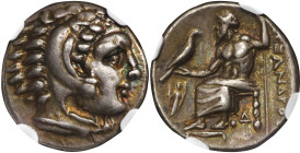 MACEDON. Kingdom of Macedon. Alexander III (the Great), 336-323 B.C. AR Drachm, Lampsakos Mint, ca. 328-323 B.C. NGC EF★.
Pr-1356; SNG Lockett-1480 (...