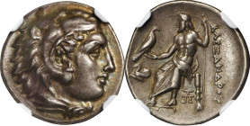 MACEDON. Kingdom of Macedon. Alexander III (the Great), 336-323 B.C. AR Drachm, Abydos Mint, ca. 325-323 B.C. NGC Ch EF*.
Pr-1505; SNG Lockett-1498 (...