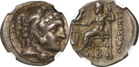 MACEDON. Kingdom of Macedon. Philip III, 323-317 B.C. AR Drachm, Kolophon Mint, ca. 323-319 B.C. NGC EF.
Pr-1770. In the name and types of Alexander ...
