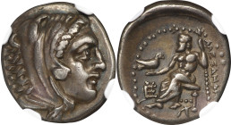 MACEDON. Kingdom of Macedon. Philip III, 323-317 B.C. AR Drachm, Sardes Mint, ca. 323/2 B.C. NGC EF.
Pr-2600. In the name and types of Alexander III....