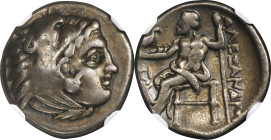 MACEDON. Kingdom of Macedon. Philip III, 323-317 B.C. AR Drachm, Sardes Mint, ca. 322-319/8 B.C. NGC VF. Marks.
Pr-2617. In the name and types of Ale...