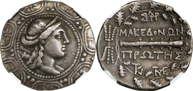 MACEDON. Under the Romans. AR Tetradrachm (16.74 gms), Amphipolis Mint, First Me...