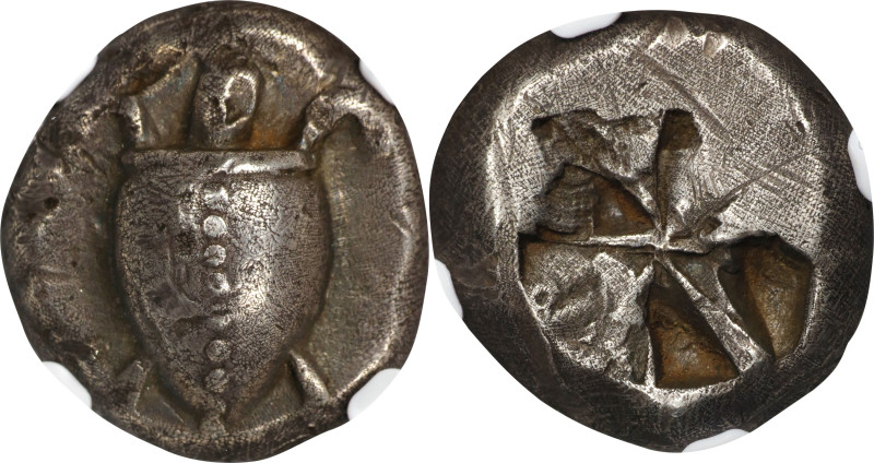 AEGINA. AR Stater (12.08 gms), ca. 525-475 B.C. NGC AU, Strike: 4/5 Surface: 5/5...