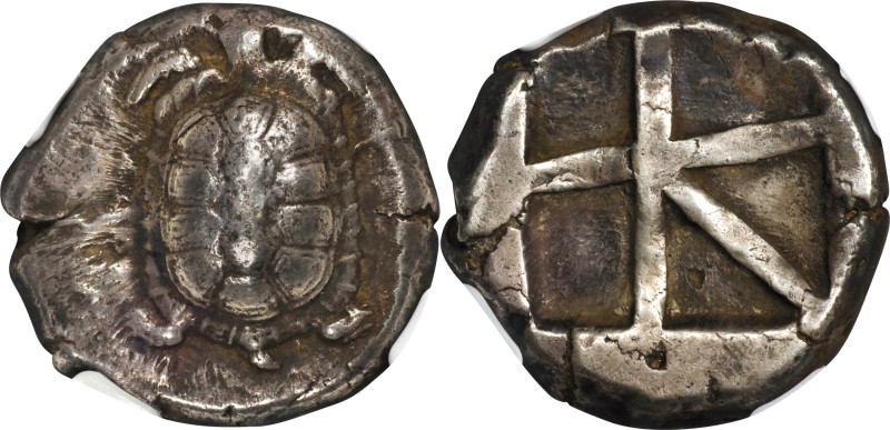 AEGINA. AR Stater (12.30 gms), ca. 445/4-430 B.C. NGC Ch VF, Strike: 4/5 Surface...