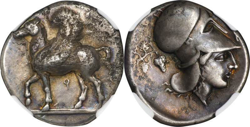 CORINTHIA. Corinth. AR Stater (8.41 gms), ca. 405-345 B.C. NGC Ch VF, Strike: 5/...