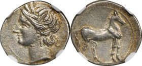ZEUGITANA. Carthage. Second Punic War. AR 1/4 Shekel, Italian Mint, ca. 216-211 B.C. NGC EF. Brushed.
MAA-78; SNG Cop-335; Jenkins & Lewis pl. 28, 4-...