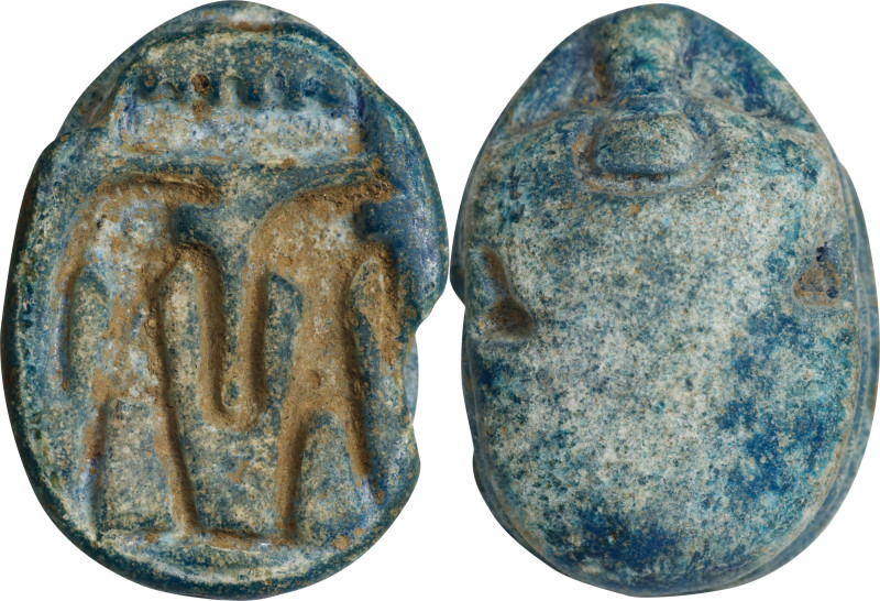 Egyptian Steatite Scarab. Second Intermediate Period - New Kingdom, ca. 1650-106...