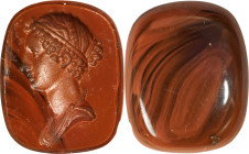 Neo-classical Black-Striped Red Jasper Intaglio. ca. 18th century A.D. 2.01 gms. ABOUT UNCIRCULATED.
Dimensions: 18 x 15mm. Of rectangular shape with...