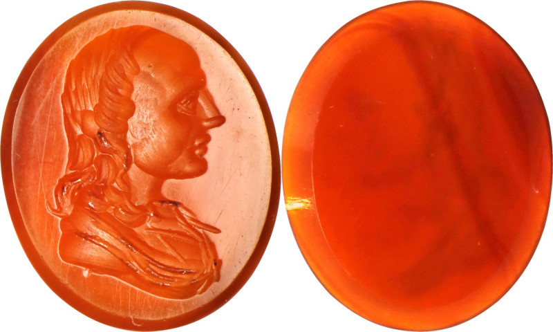 Neo-classical Orange Carnelian Intaglio. ca. 18th Century A.D. 0.62 gms. EXTREME...