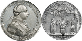 AUSTRIA. Joseph II/Edict of Tolerance unto Jewish Population Tin Medal, 1782. PCGS MS-63.
Montenuovo-2153 var. (silver); Whiting-533. By Reich. Diame...