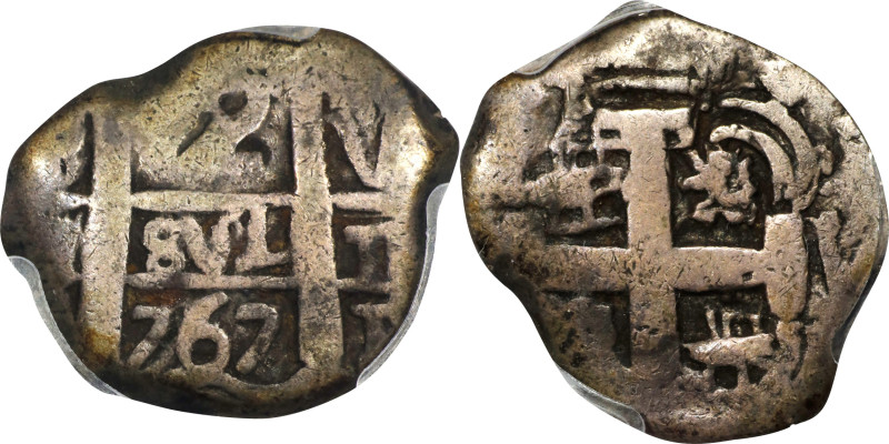 BOLIVIA. Cob 2 Reales, 1767-P V-Y. Potosi Mint. Charles III. PCGS VF-25.
KM-43;...