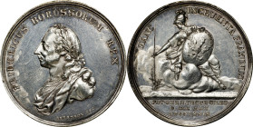 GERMANY. Prussia. Friedrich II/Peace of Teschen Silver Medal, 1779. EXTREMELY FINE. Lacquered.
Obverse: Enrobed bust left; Reverse: Pax in clouds lef...