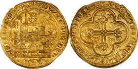 GREAT BRITAIN. Anglo-Gallic. Ecu d'Or, ND (1344-60). Uncertain Mint, possibly Bordeaux. Edward III. PCGS MS-62.
Elias-33; S-8035; Poey d'Avant-2835; ...