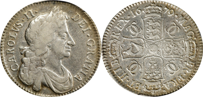 GREAT BRITAIN. 1/2 Crown, 1679. London Mint. Charles II. PCGS EF-45.
S-3367; KM...