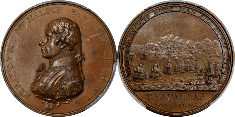 GREAT BRITAIN. Horatio Nelson/Battle of Trafalgar Bronze Medal, 1805. Birmingham...