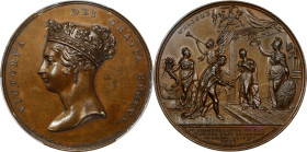 GREAT BRITAIN. Visit of Victoria to London Bronze Medal, 1837. London Mint. PCGS SPECIMEN-61.
BHM-1772; Eimer-1303. By J. Barber. Diameter: 62mm. Obv...