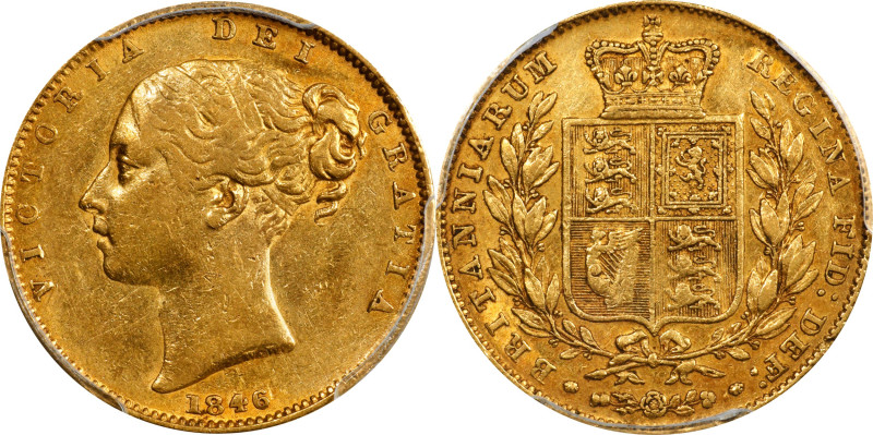 GREAT BRITAIN. Sovereign, 1846. London Mint. Victoria. PCGS AU-53.
S-3852; Fr-3...