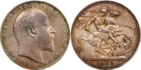 GREAT BRITAIN. Crown, 1902. London Mint. Edward VII. PCGS MATTE PROOF-64.
S-3979; KM-803. Quite enchanting and resounding, this proof issue offers a ...