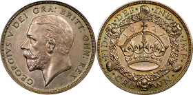 GREAT BRITAIN. Crown, 1927. London Mint. George V. PCGS PROOF-65.
S-4036; KM-836. Enticingly toned, with enchanting hues of olive, seafoam green, and...