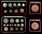 GREAT BRITAIN. Group of Medals and Specimen Sets (4 Pieces), 1897-1950. London Mint. Average Grade: UNCIRCULATED.
The group includes two 60th Jubilee...