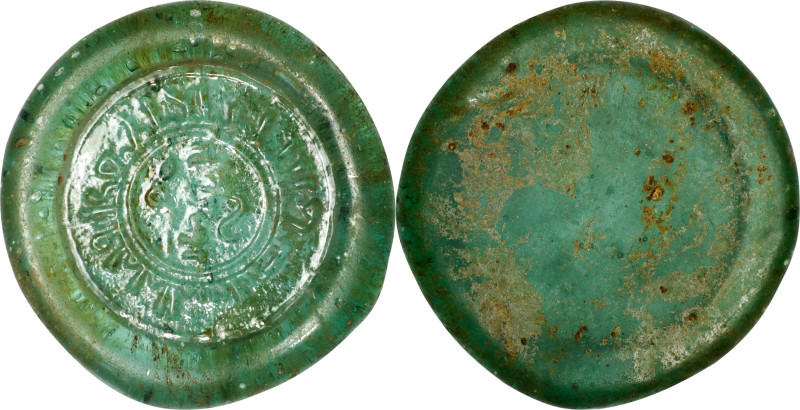 ISLAMIC KINGDOMS. Fatimid Caliphate. Glass Double Dinar Weight/Jeton, ND (1036-1...