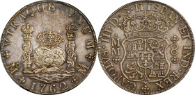 MEXICO. 8 Reales, 1762-Mo MM. Mexico City Mint. Charles III. PCGS Genuine--Stained, AU Details.
KM-105; Cal-1080. Variety with cross between "H" and ...