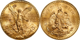 MEXICO. 50 Pesos, 1943. Mexico City Mint. PCGS MS-66.
Fr-173; KM-482. AGW: 1.2057 oz. Exceptionally vibrant and robust, this enchanting example radia...