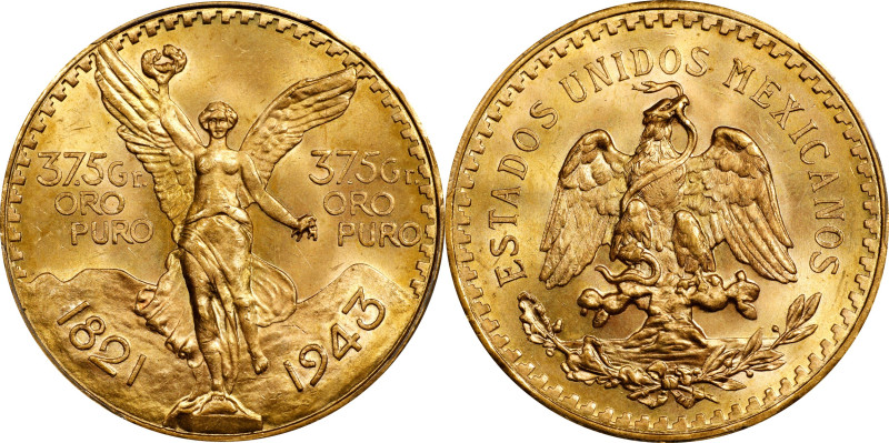 MEXICO. 50 Pesos, 1943. Mexico City Mint. PCGS MS-66.
Fr-173; KM-482. AGW: 1.20...
