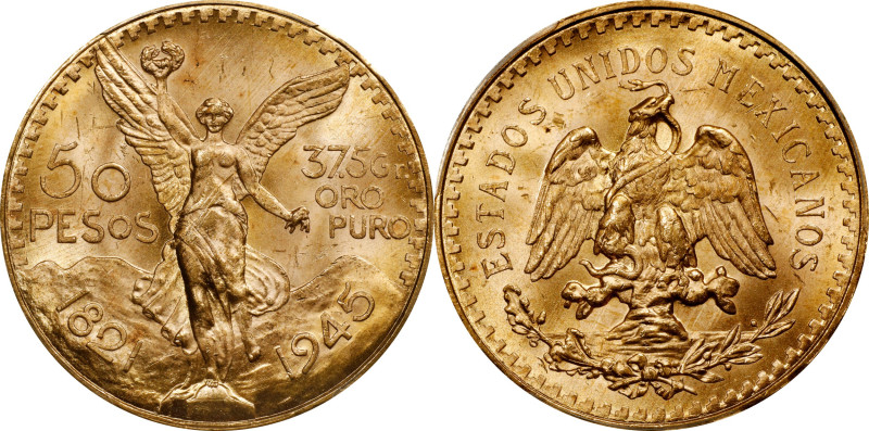 MEXICO. 50 Pesos, 1945. Mexico City Mint. PCGS MS-65.
Fr-172; KM-481. AGW: 1.20...