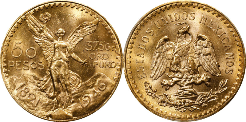 MEXICO. 50 Pesos, 1946. Mexico City Mint. PCGS MS-65.
Fr-172; KM-481. AGW: 1.20...