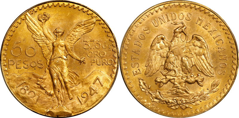 MEXICO. 50 Pesos, 1947. Mexico City Mint. PCGS MS-64.
Fr-172; KM-481. AGW: 1.20...