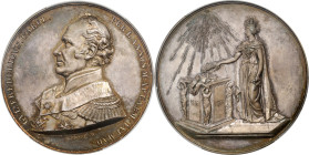 NETHERLANDS. 50th Anniversary of Prince Wilhelm Friedrich Karl as Grand Master of the Dutch Masons Silver Medal, 1866. PCGS SPECIMEN-65.
Peltzer-710....