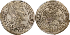 POLAND. Lithuania. Grossus, 1548. Vilnius Mint. Sigismund II Augustus. PCGS AU-53.
Ivanauskas 5SA59-4 (RRRR); Kop-3282 (R). Lightly toned, this RARE ...