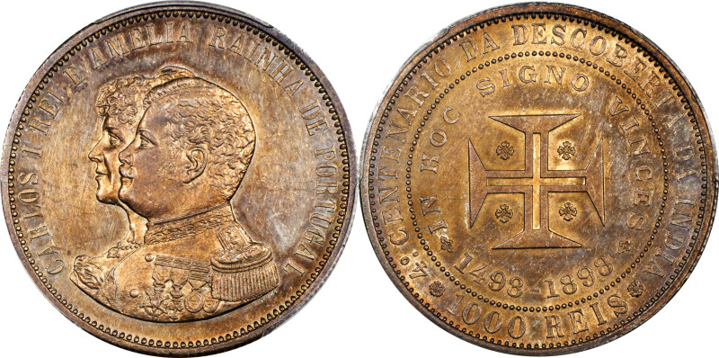 PORTUGAL. 1000 Reis, 1898. Lisbon Mint. Carlos I with Amelia. PCGS Genuine--Clea...